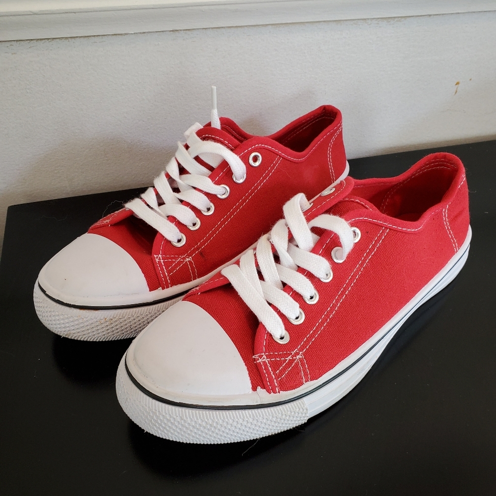 Red canvas shoes